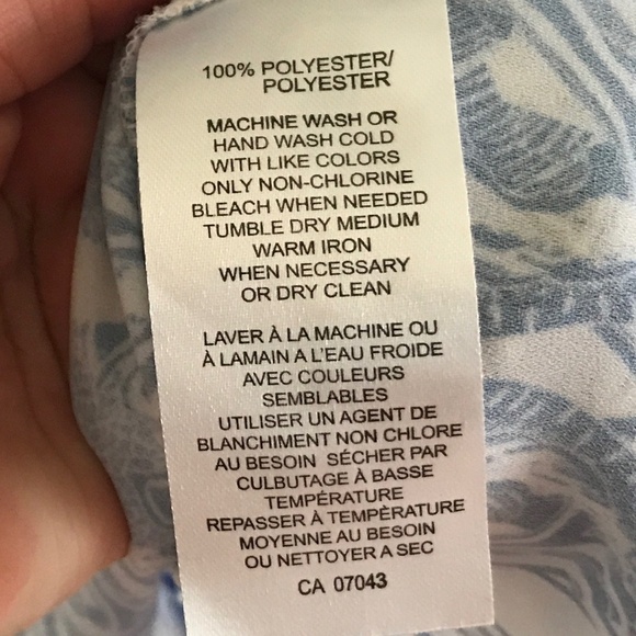 Audrey & Celine Tank top Chiffon Blue White Greek Mosaik Paisley print Size S - Picture 7 of 8